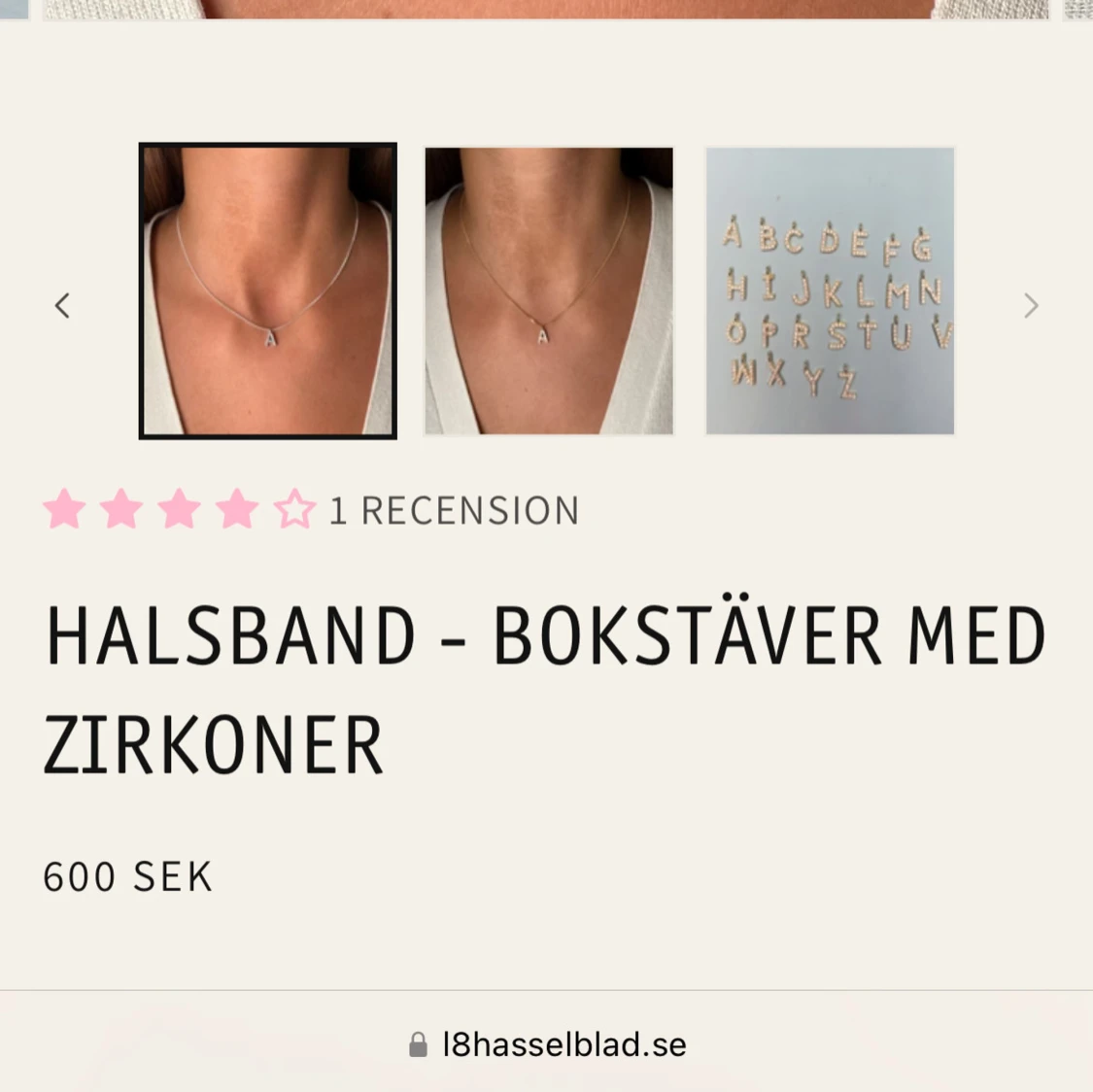 Silverhalsband med bokstavsberlock A - 3