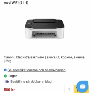 CANON SKRIVARE VIT - En helt ny skrivare,  köpte in för studier men knappt använd den då vi fick gratis på campus!   • Fungerar som ny  •Inga defekter   •Man får med färg/svart&vit färgpatroner   •Papper till skrivmaskinen kommer med   •Försäkrad fram tills 2023  