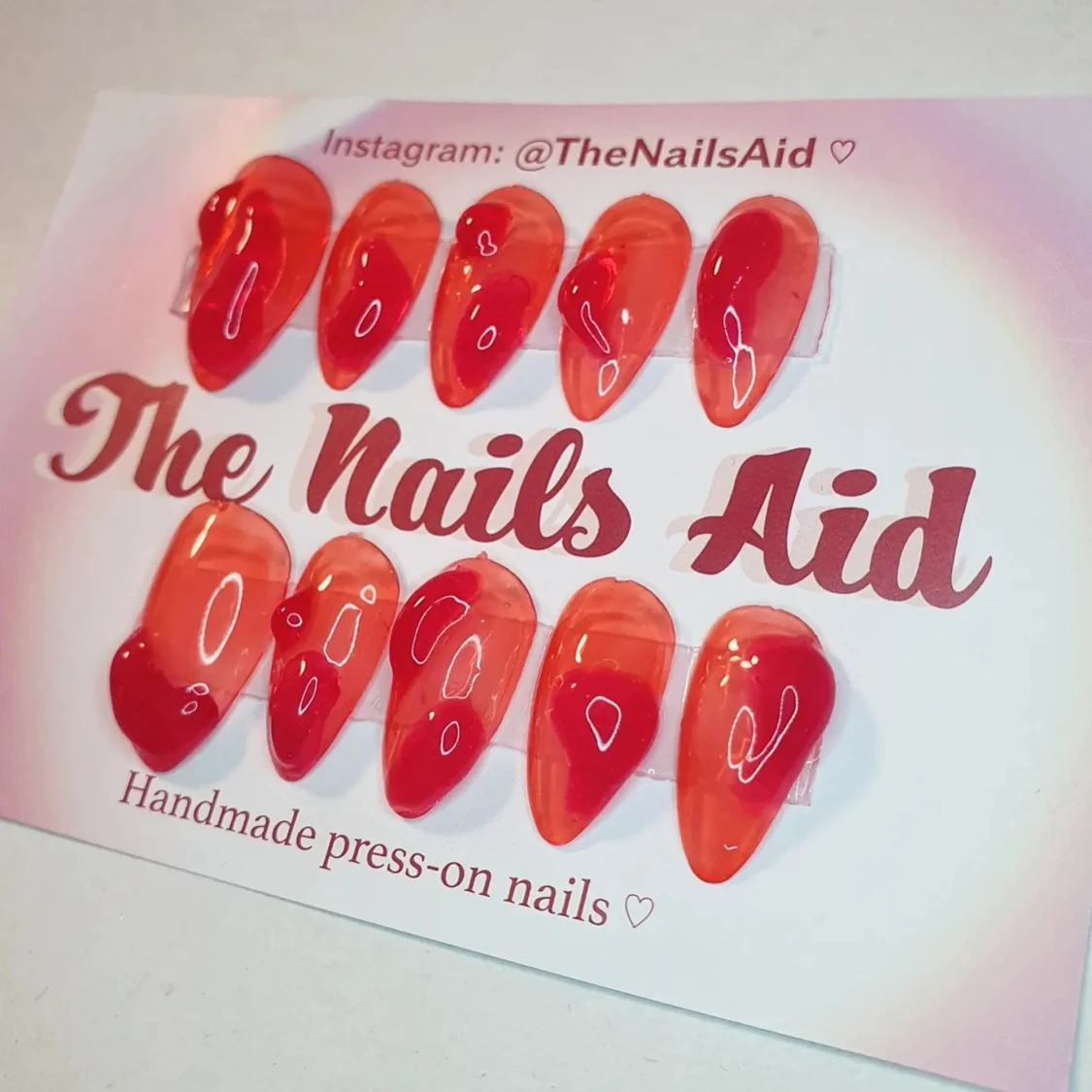 Jelly red naglar press-on !  - 90