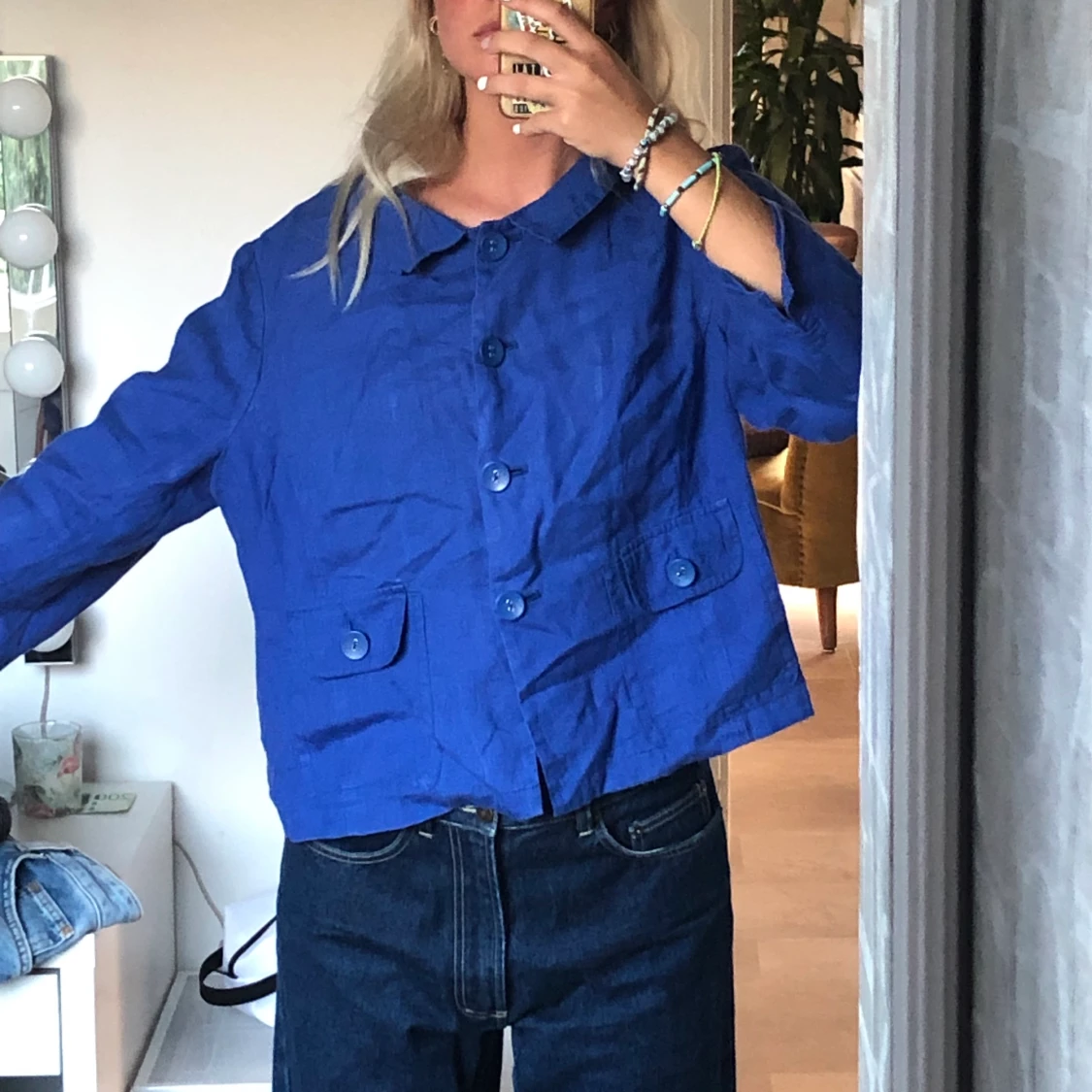 Blå skjort-blus - 90