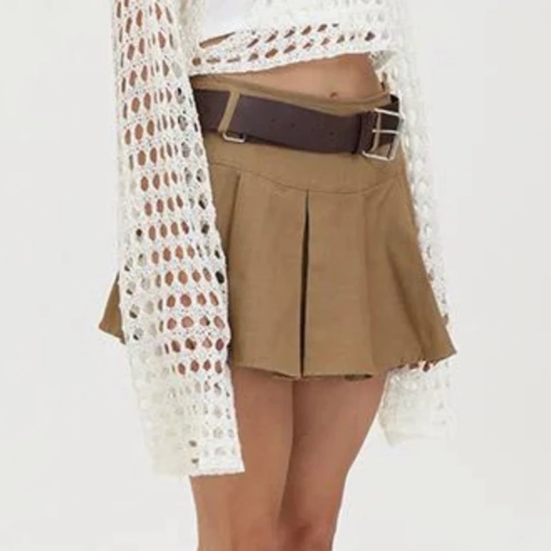 Veckad minikjol brun - 91