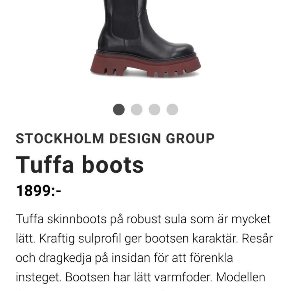 Fina boots säljes på grund av felinköpt strl . Använda endast under ett par timmar . Prislapp och kvitto plus kartong finns. Skor.