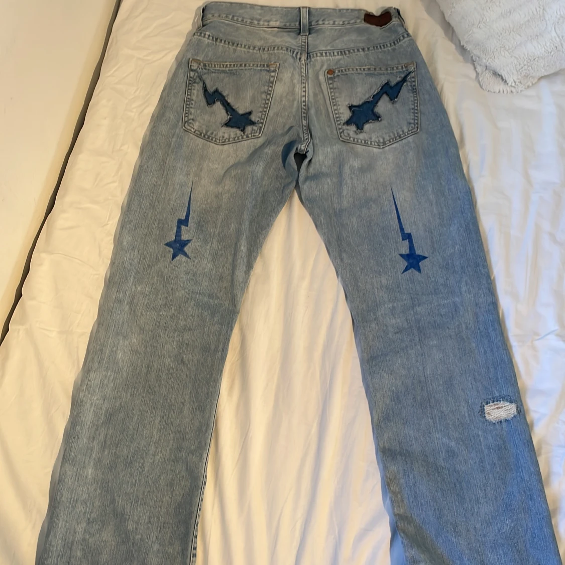 Custom ljusblåa bape Jeans
