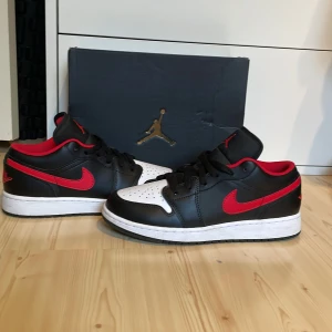 Jordan 1 Low - Hej! Helt nya använda en gång de är inte cressade eller nåt, Skolådan gick sönder Lite på flyget hem :) Åter igen skitbra skick! 😌