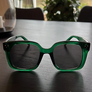 Solglasögon - Säljer dessa helt oanvända solglasögon! Man får med ett fodral också! De är mörkgröna super snygga liknar chimi💚💚skriv för fler frågor eller bilder 