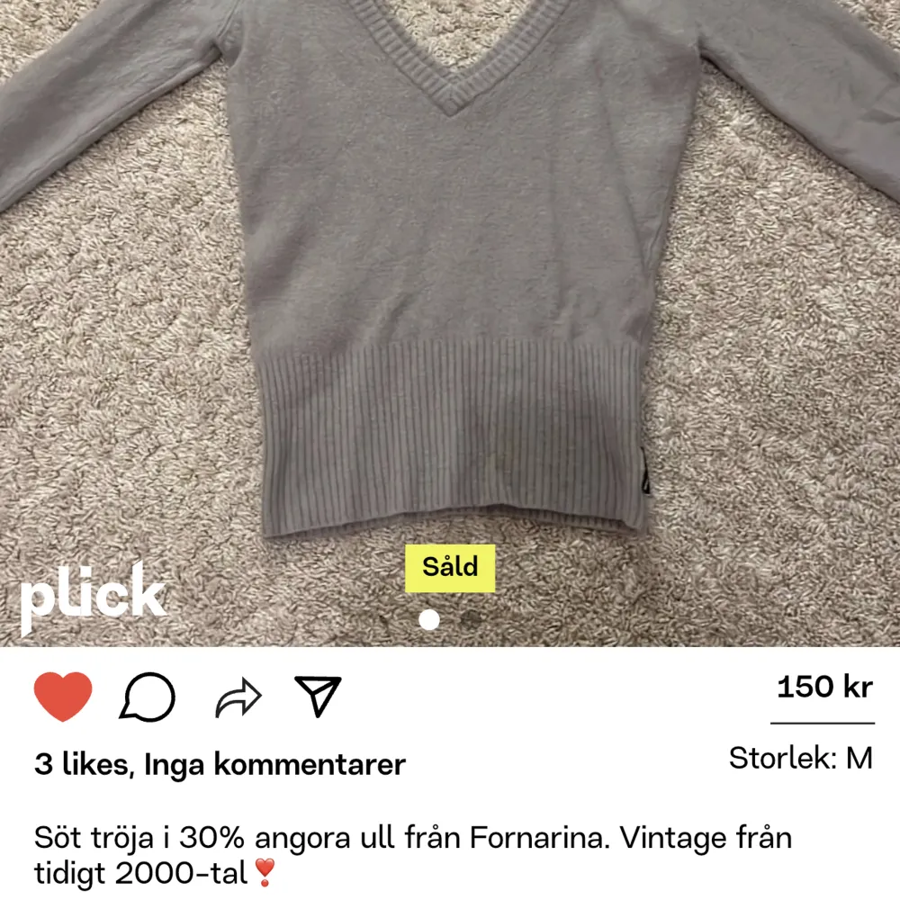 funderar på att sälja den här jättefina tröjan köpt av @clarasiberg då den tyvärr var lite för stor för mig :( bilderna är från hennes sida men skickar fler om så önskas 💓 tryck inte på köp nu &  köparen står för frakten! . Tröjor & Koftor.