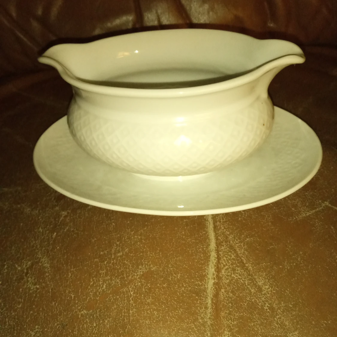 Sås skål Annabelle vit porslin mönstrad . - 72