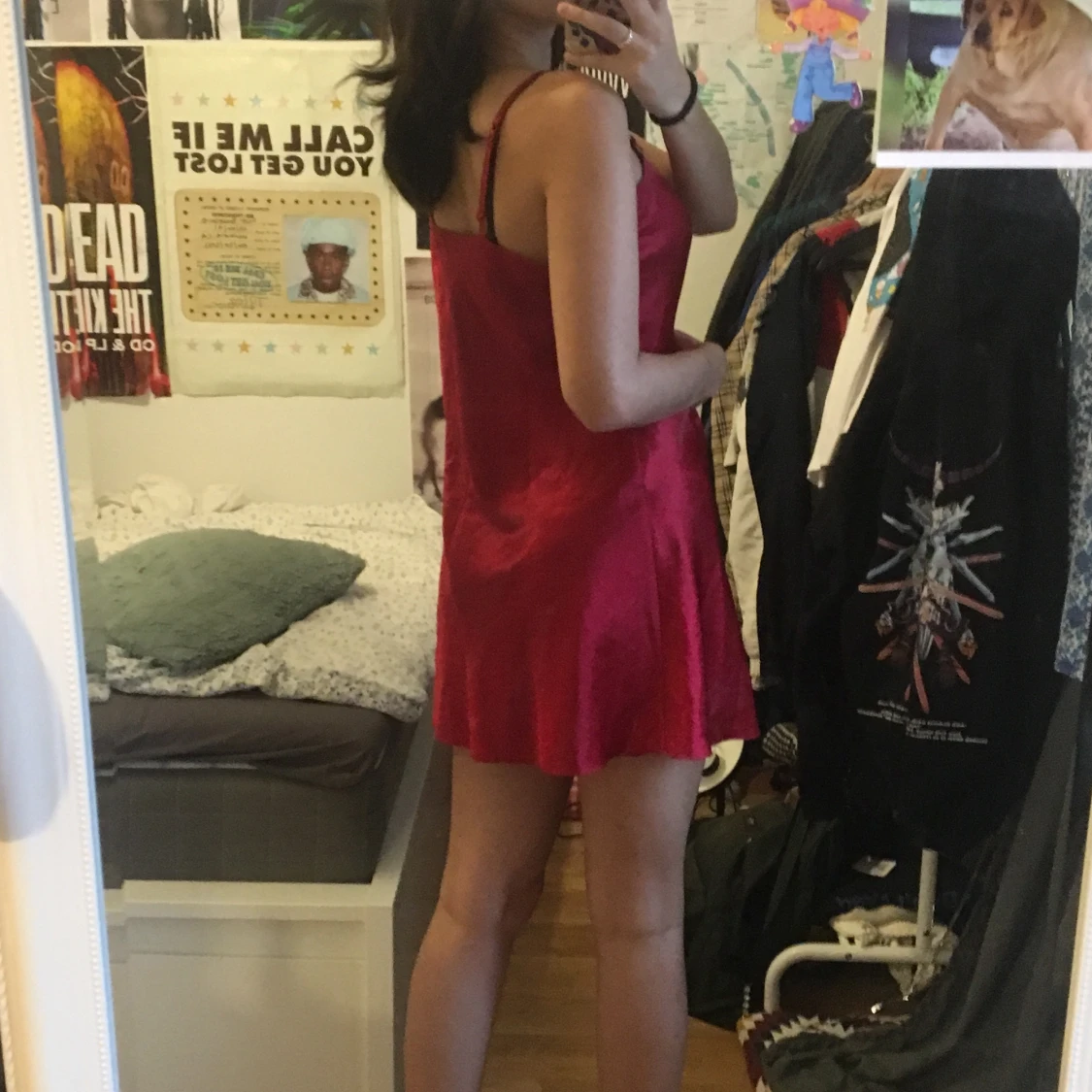 Röd Nattlinne Slipdress - 90