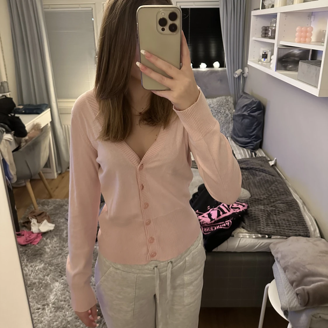 Rosa ribbad kofta - 90