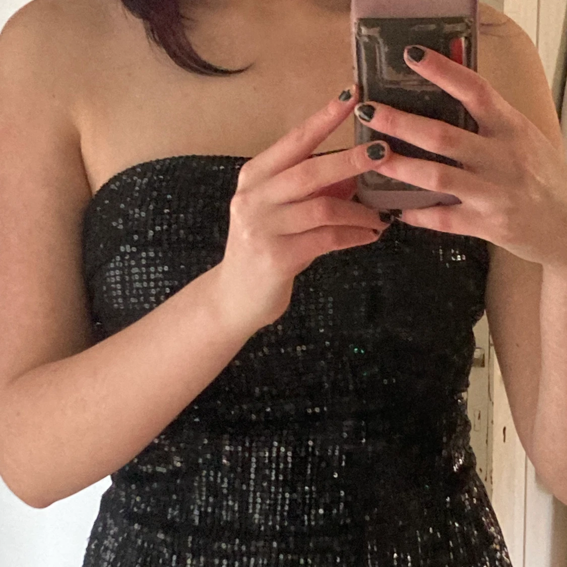 Svart Glittrig långklänning  - 91