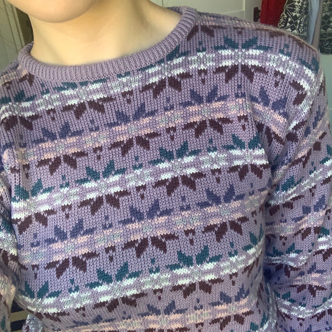 Lila stickad tröja  - 90