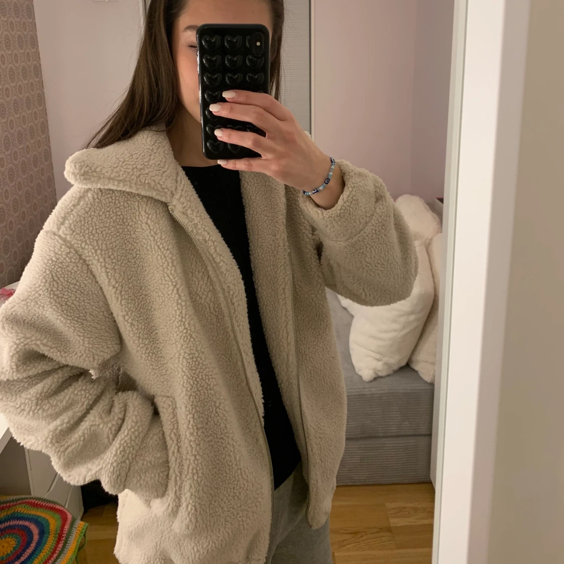 Beige teddyjacka - 90