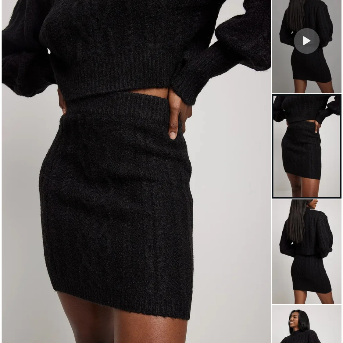 Svart stickad kjolsett  - 90