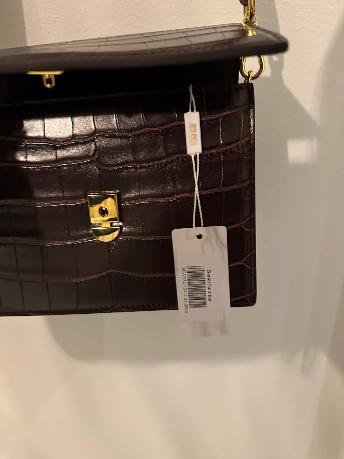 JW pei mini flap crossbody väska brown croc - 90