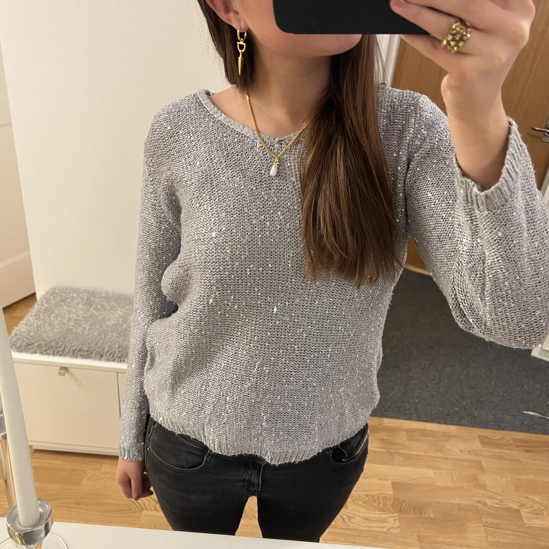 Glittrig stickad tröja💖 - 90