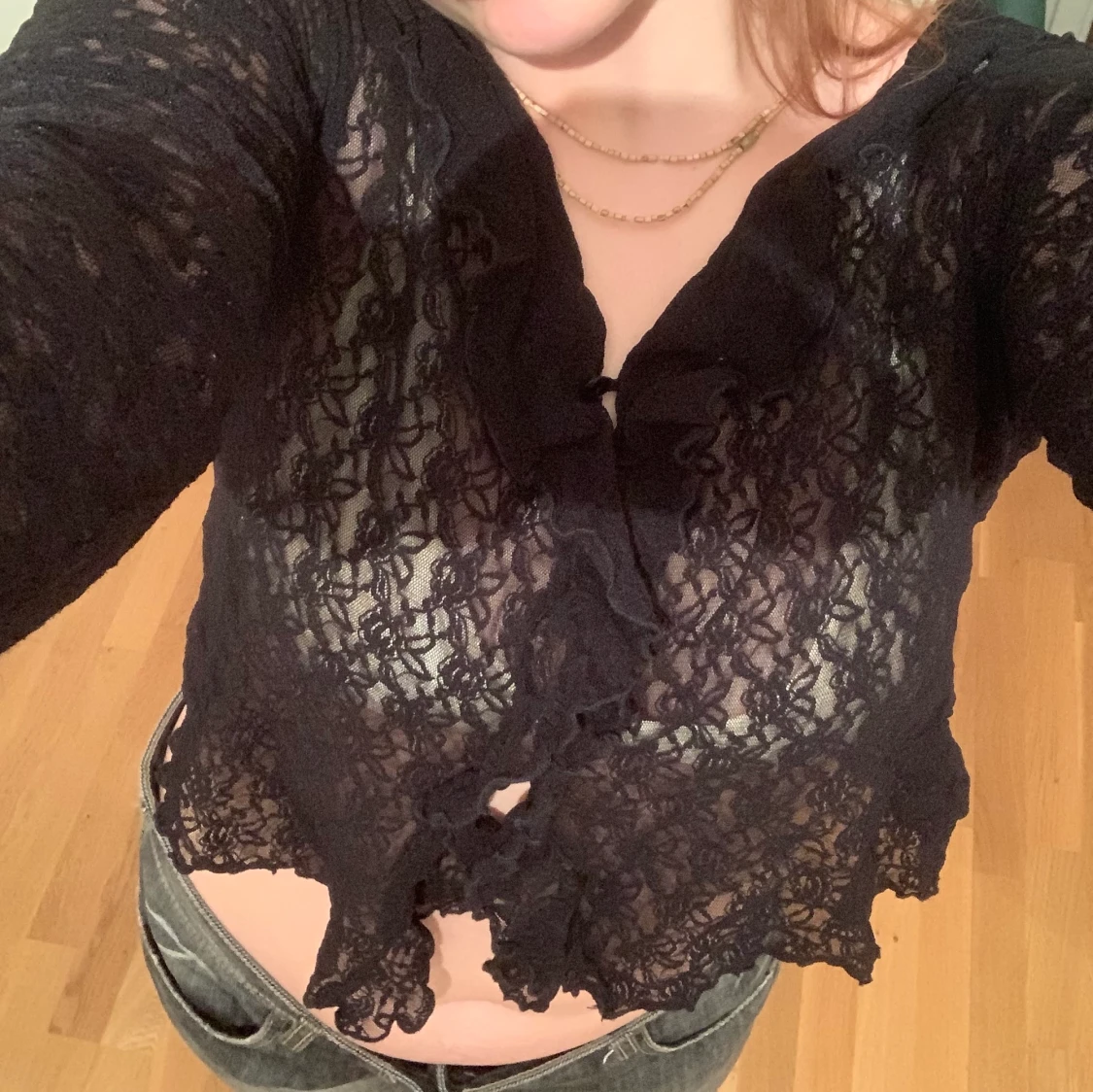 Svart spets topp - 90