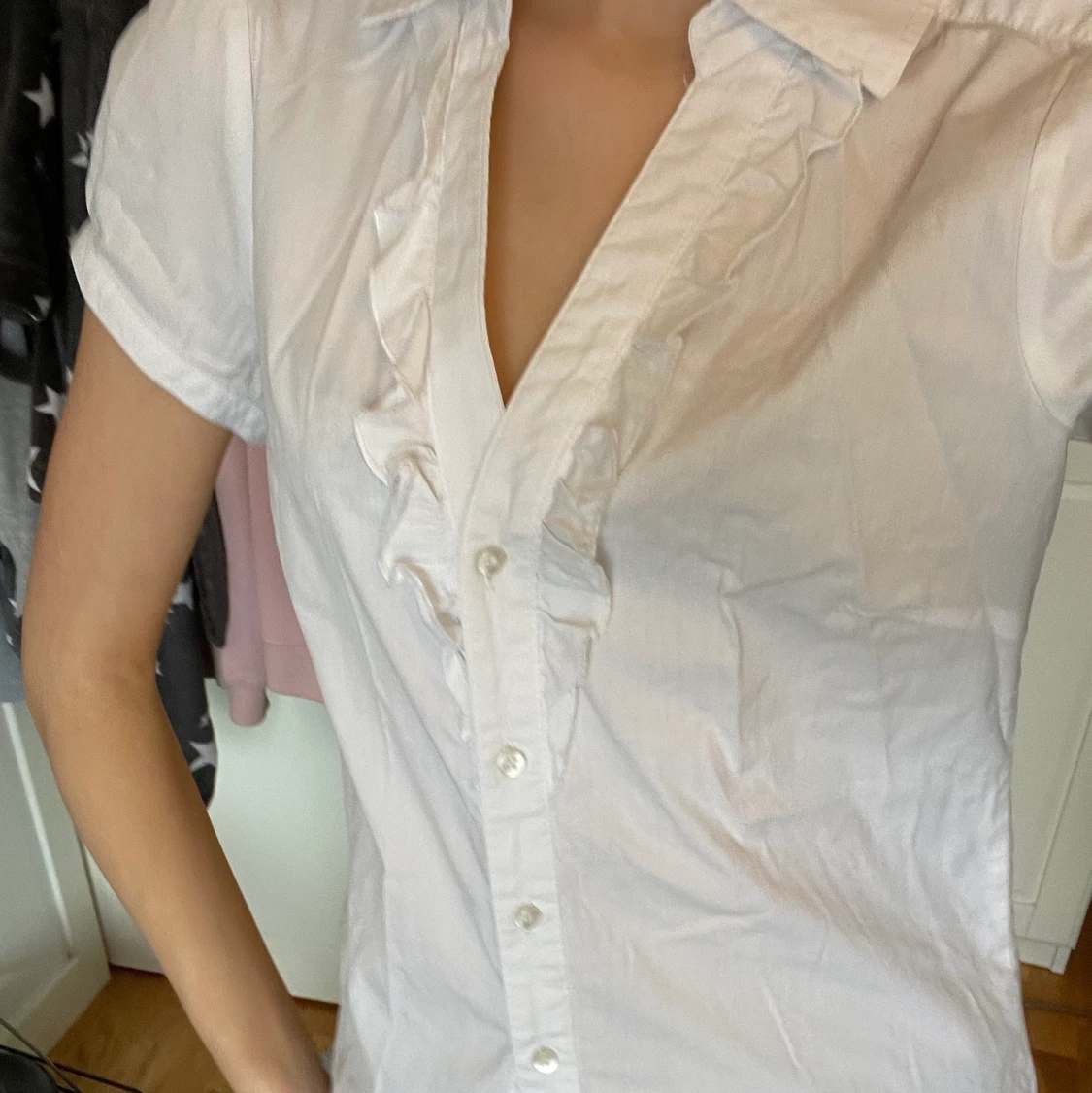Vit skortärmad skjorta - 91