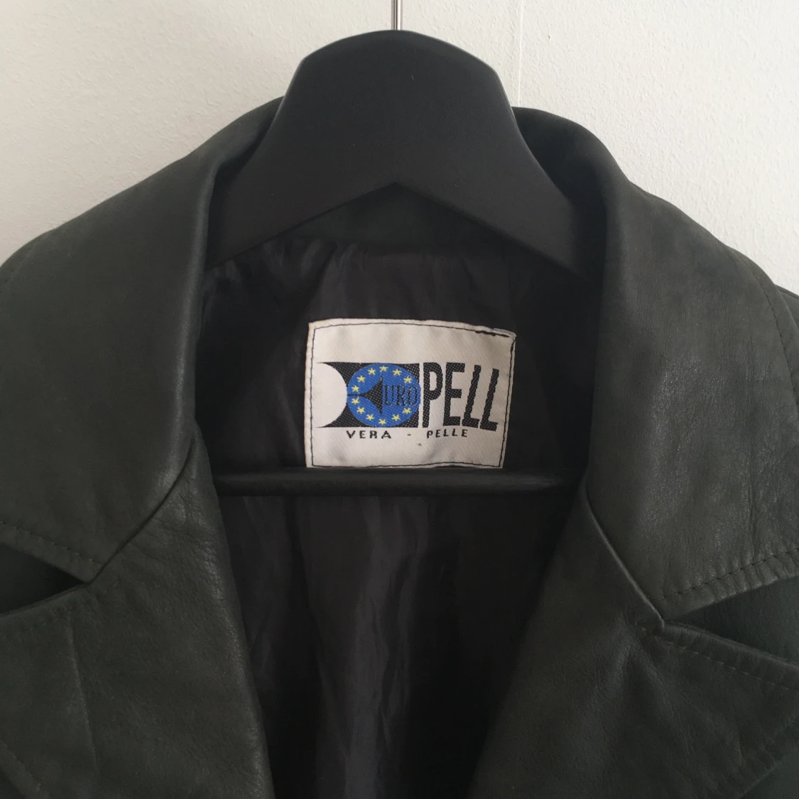 Mörkgrön läderrock, vintage - 91