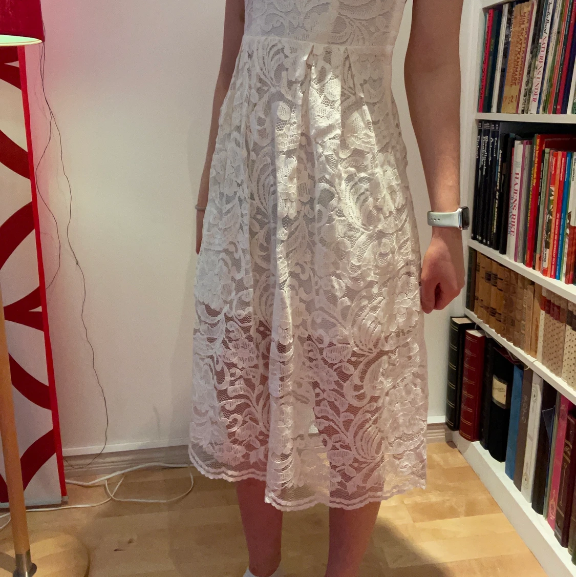 Vit spets klänning - 90