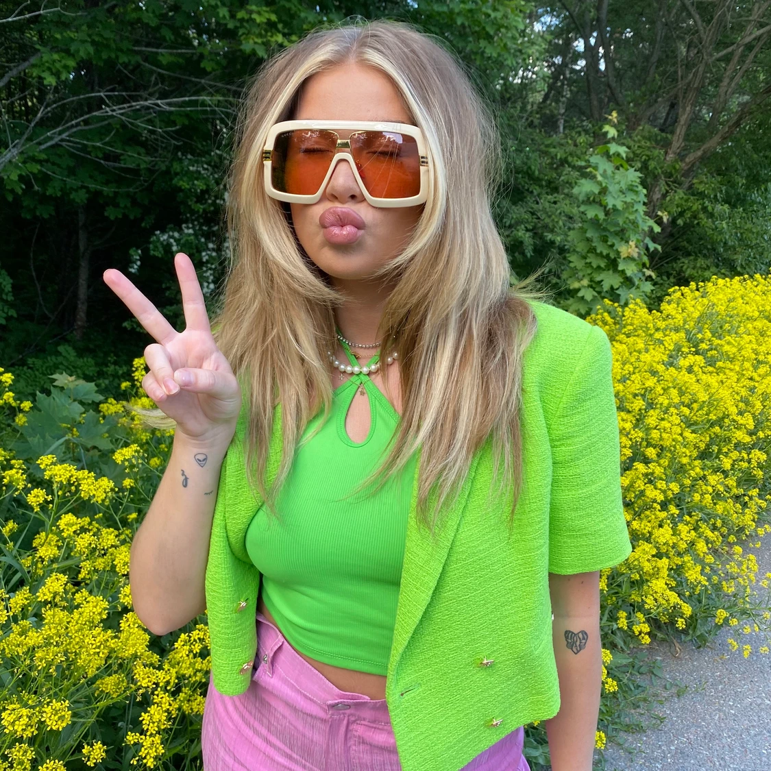 Neon grön croppad kavaj - 91