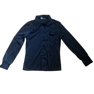 Retro skjorta - Blus/skjorta köpt i vintagebutik. Svart med fina detaljer som sömmar och spetsig krage 😍