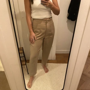 Zara kostymbyxor strlk 40 / L - Superfina kostymbyxor från Zara med detaljer i form av sömmar i midjan. Säljer i flera färger pga att de tyvärr är för stora. Passar verkligen till allt, vardag som fest. Färgen är ”tan” / mörk beige