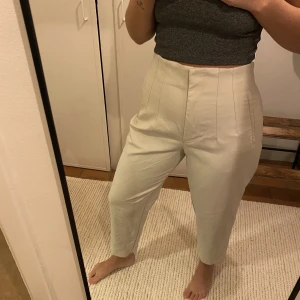Zara kostymbyxor offshore/beige/stone strlk L / 40 - Superfina kostymbyxor från Zara med detaljer i form av sömmar i midjan. Säljer i flera färger pga att de tyvärr är för stora. Passar verkligen till allt, vardag som fest. Färgen är en ljus beige/sten / offwhite