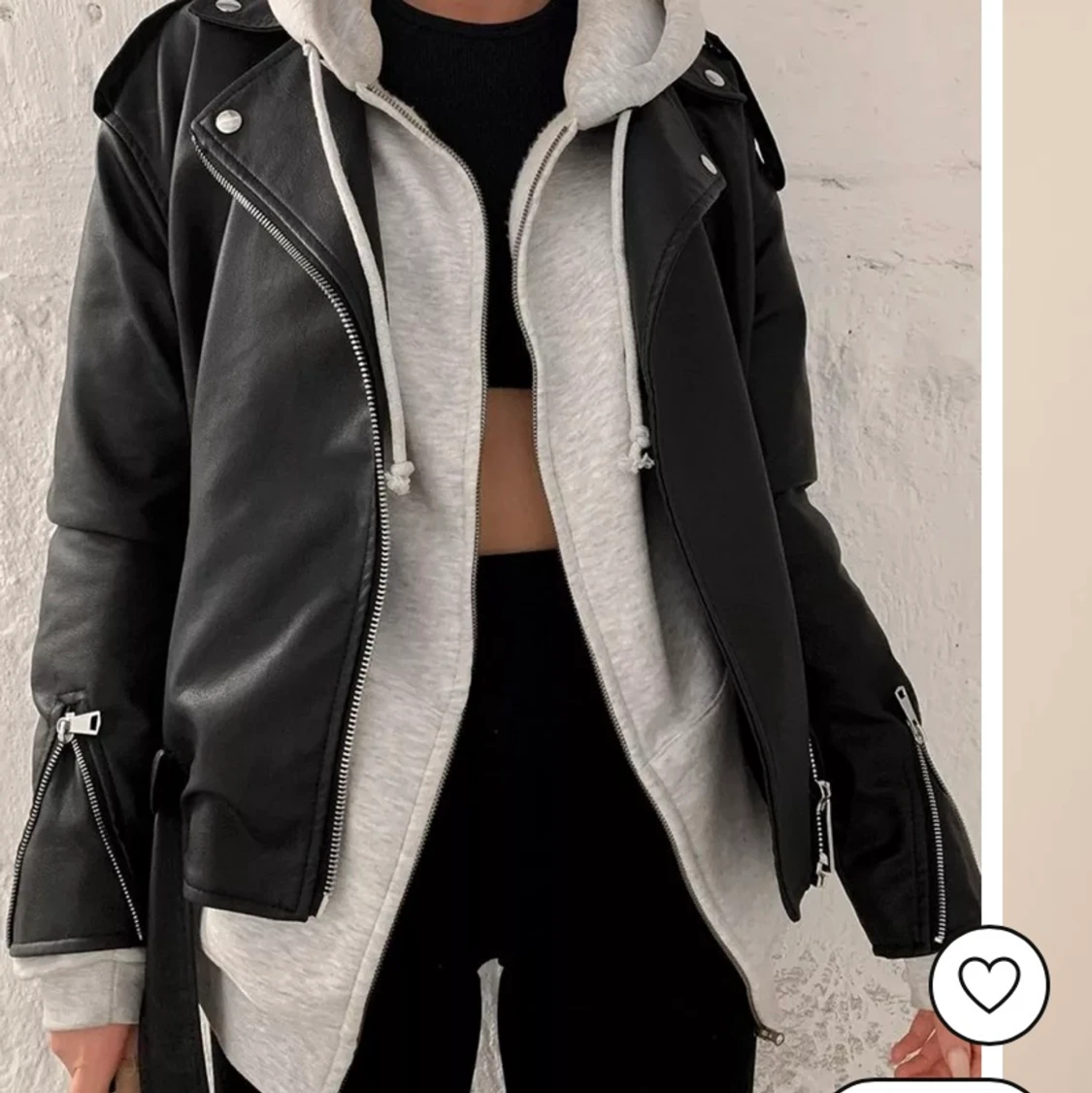 Oversized Boyfriend Biker Jacket - 90
