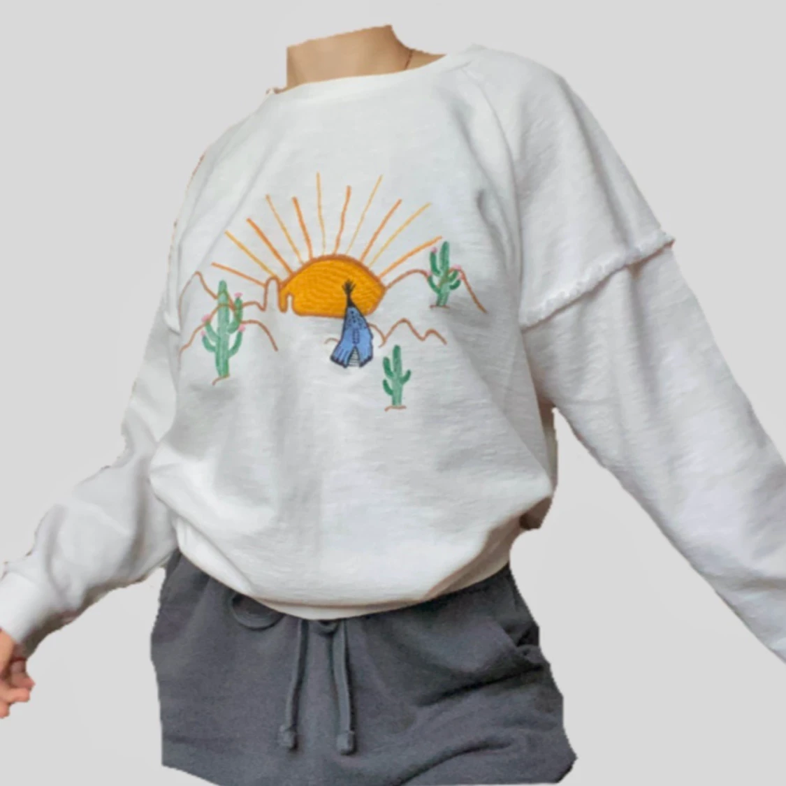 beige/vit tjocktröja - 90