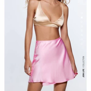 kjol - rosa satin kjol från zara endast använd en gång, köparen står för frakten🌸💕