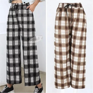 Korea - 💜 Drawstring Waist Paid Pants 💜 💜Storleken är FreeSize 💜