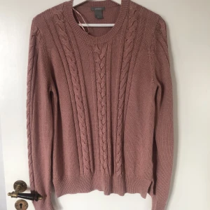 Stickad tröja - Långärmad stickad tröja, gammelrosa