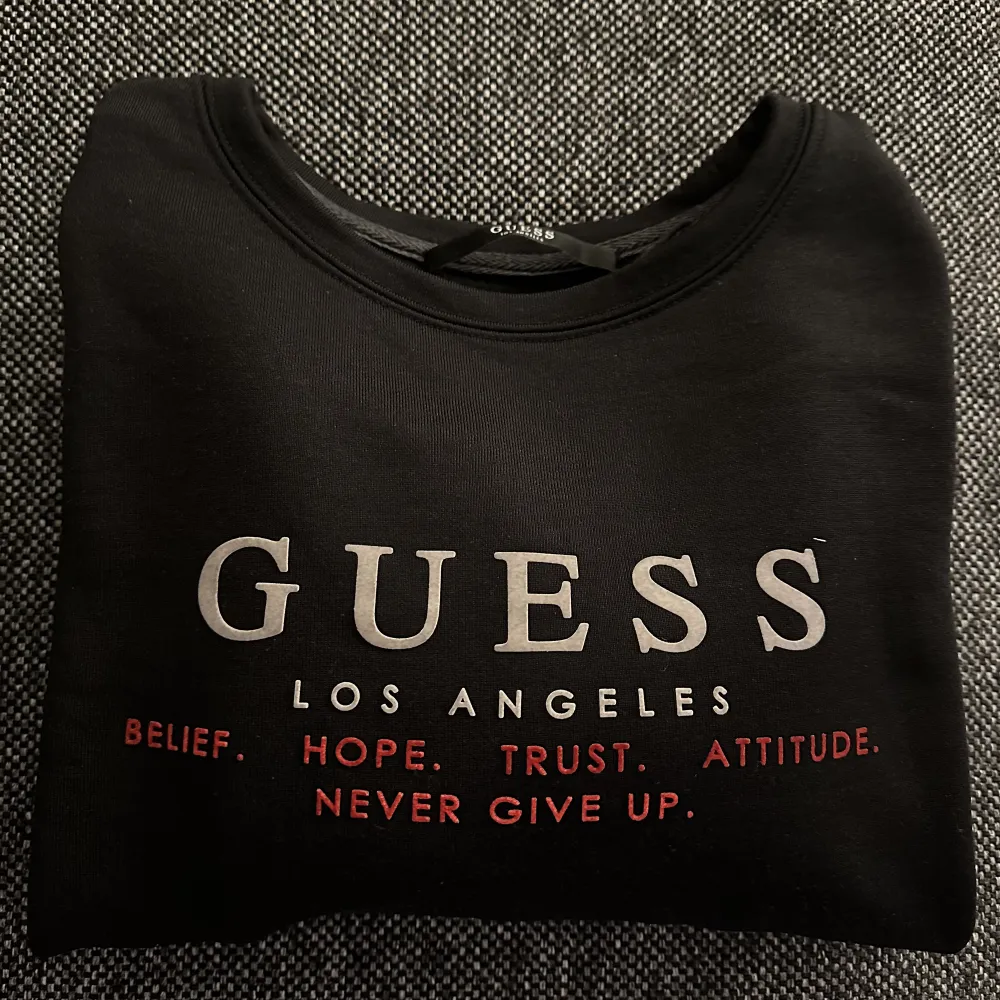 Säljer min guess hoddie använd 2 gånger. Oversize jag är en xs men den passar även S/M. . Hoodies.