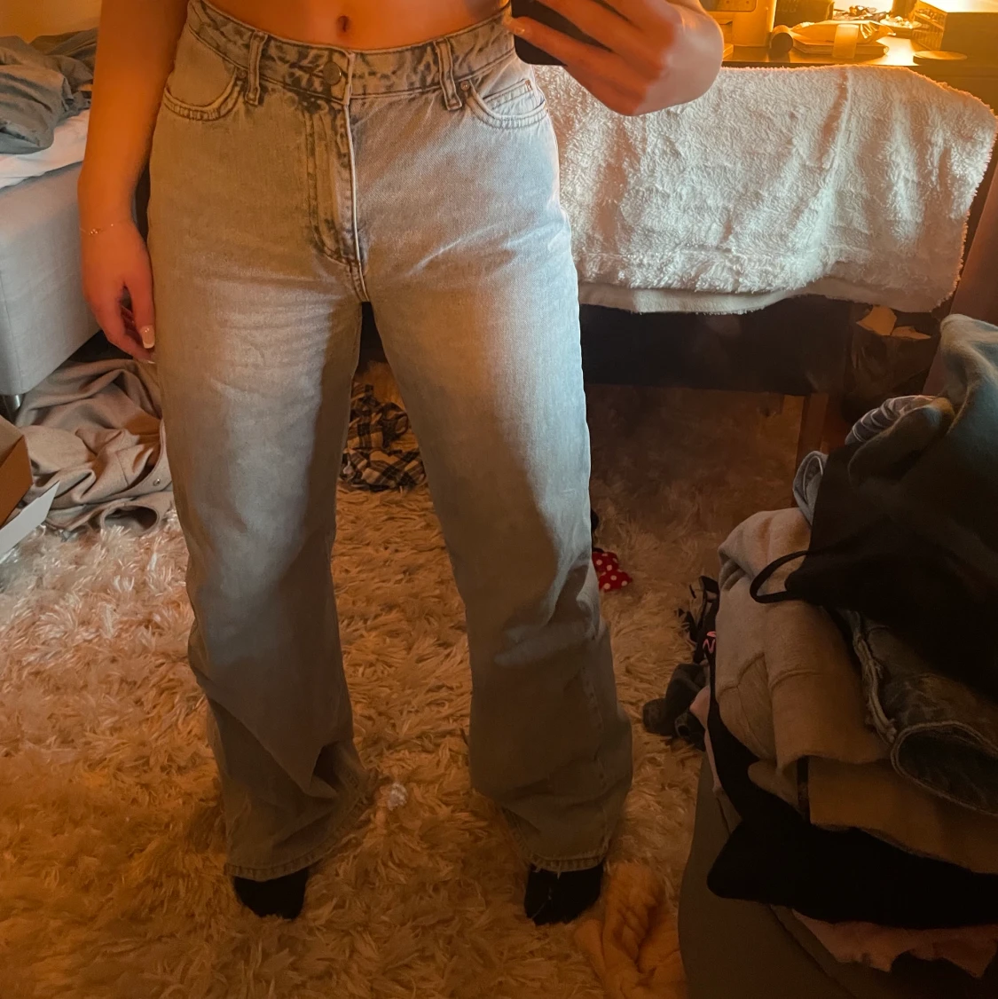 Baggy midrise blåa jeans  - 90