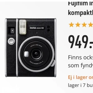Instax mini 40 retro finish - Jag säljer min instax mini då den inte kommer till användning, vid köp tillkommer även ett paket med 10 Polaroid filmer som vanligtvis är värt 200kr❤️