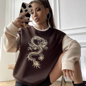 Dragon Hoodie - Säljer en hoodie ifrån Shein eftersom den inte alls var min stil. Den är varm och passar perfekt till vintern. Använd ett fåtal gånger och finns inga alls tecken på användning. 