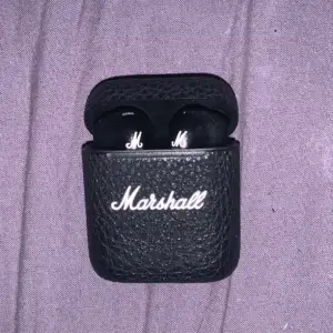 Ett par nästan helt oanvända bluetooth hörlurar ifrån Marshall. Köpta på blocket för 700kr, har för små öron för dem men annars jättebra!!