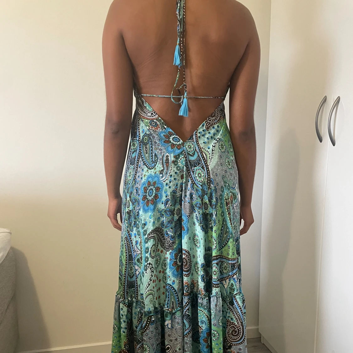 Blå grön sommar långklänning  - 91