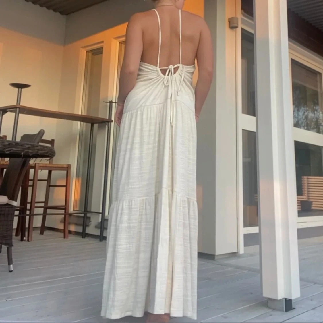Beige/vit långklänning  - 91