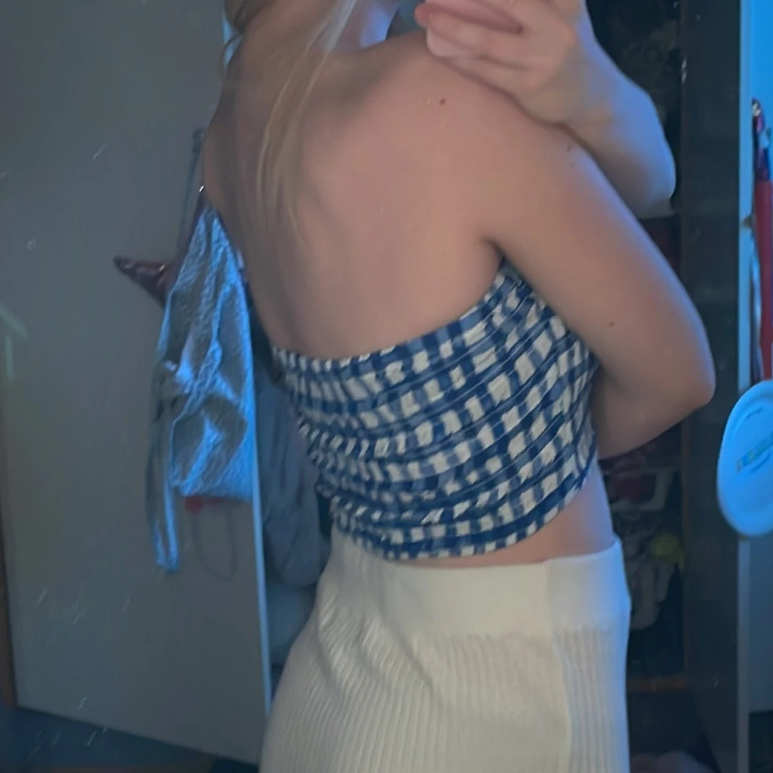 Blå vit Cropped topp! - 91