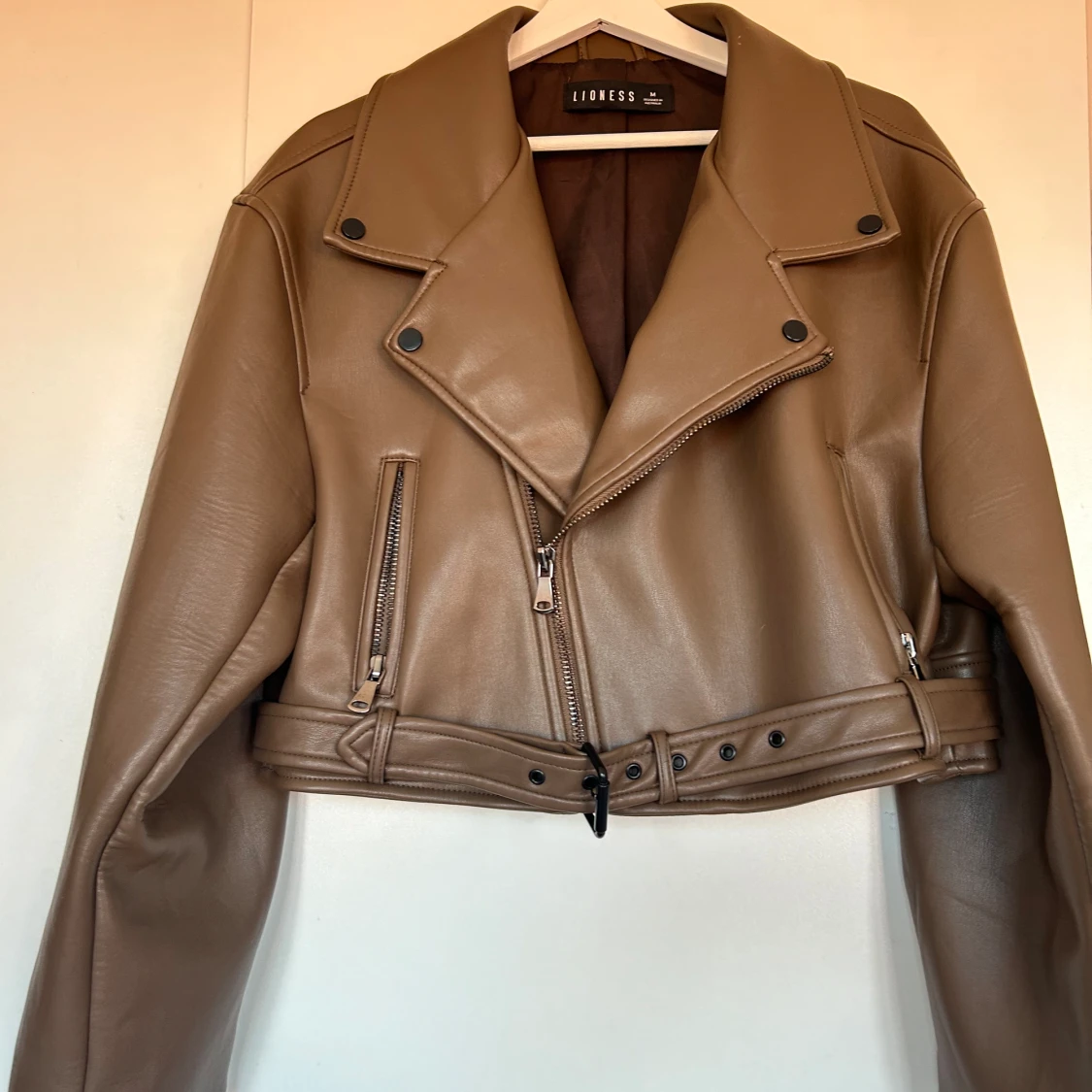 Brun faux läderjacka  - 90