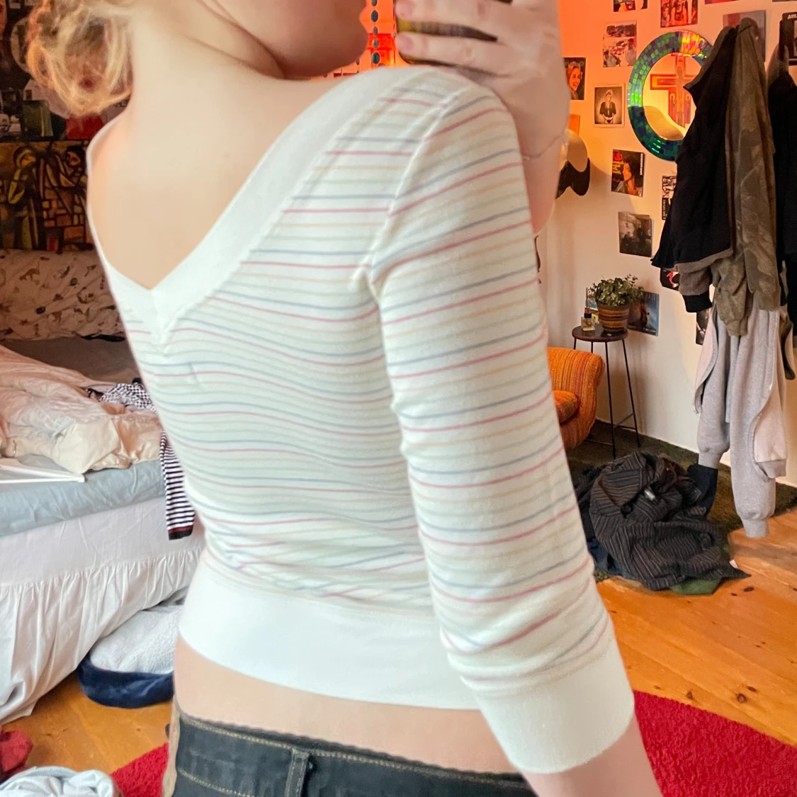 Vit randig tröja - 91