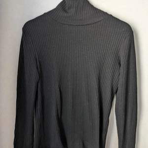 Black turtleneck, ribbed. It doesn't have any tags, but it's fitted in size L