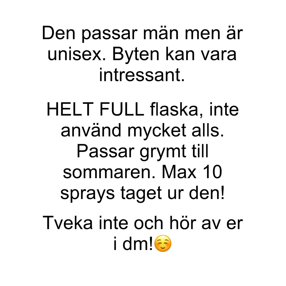 Säljer denna grymma sommar doft som öppnar upp med en frisk lite akvatisk doft. Doften är väldigt lik under hela dagen. Köpt på kicks för 1600kr. Orginal box finns. Skriv för bevis eller batchkod m.m 🔴 KAN BYTAS, KOM MED FÖRSLAG🔴. Asusteet.