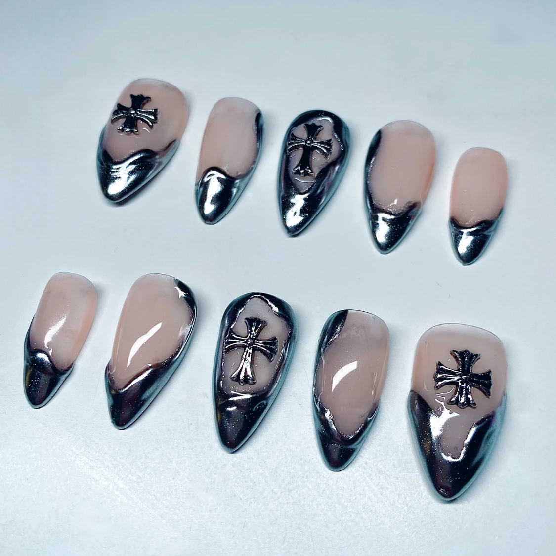 Press On Nails - Silver Chrome  - 91