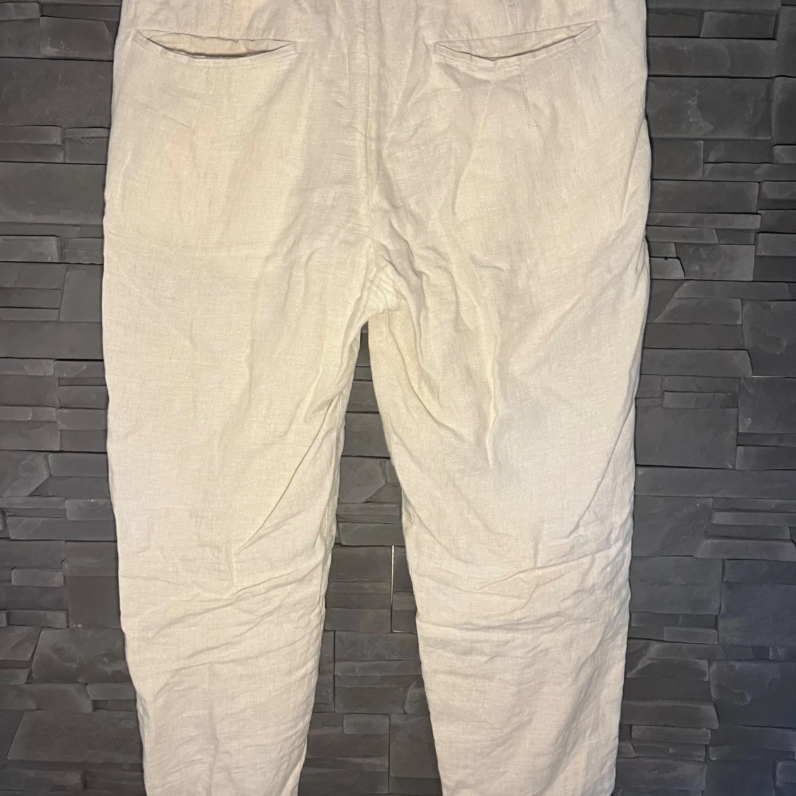 Beige linnebyxor - 90