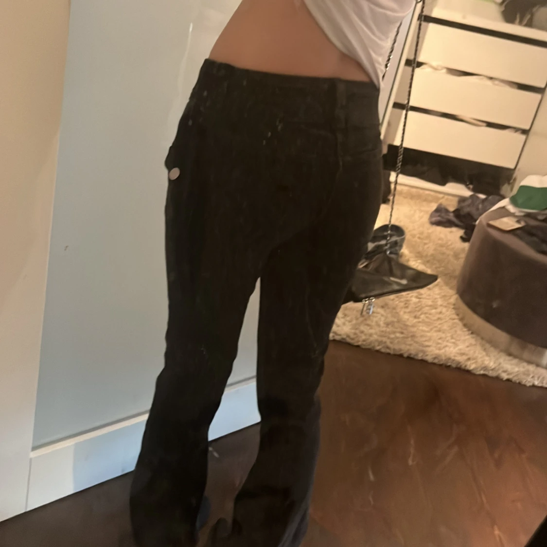 Svarta lågmidjade bootcut jeans - 91