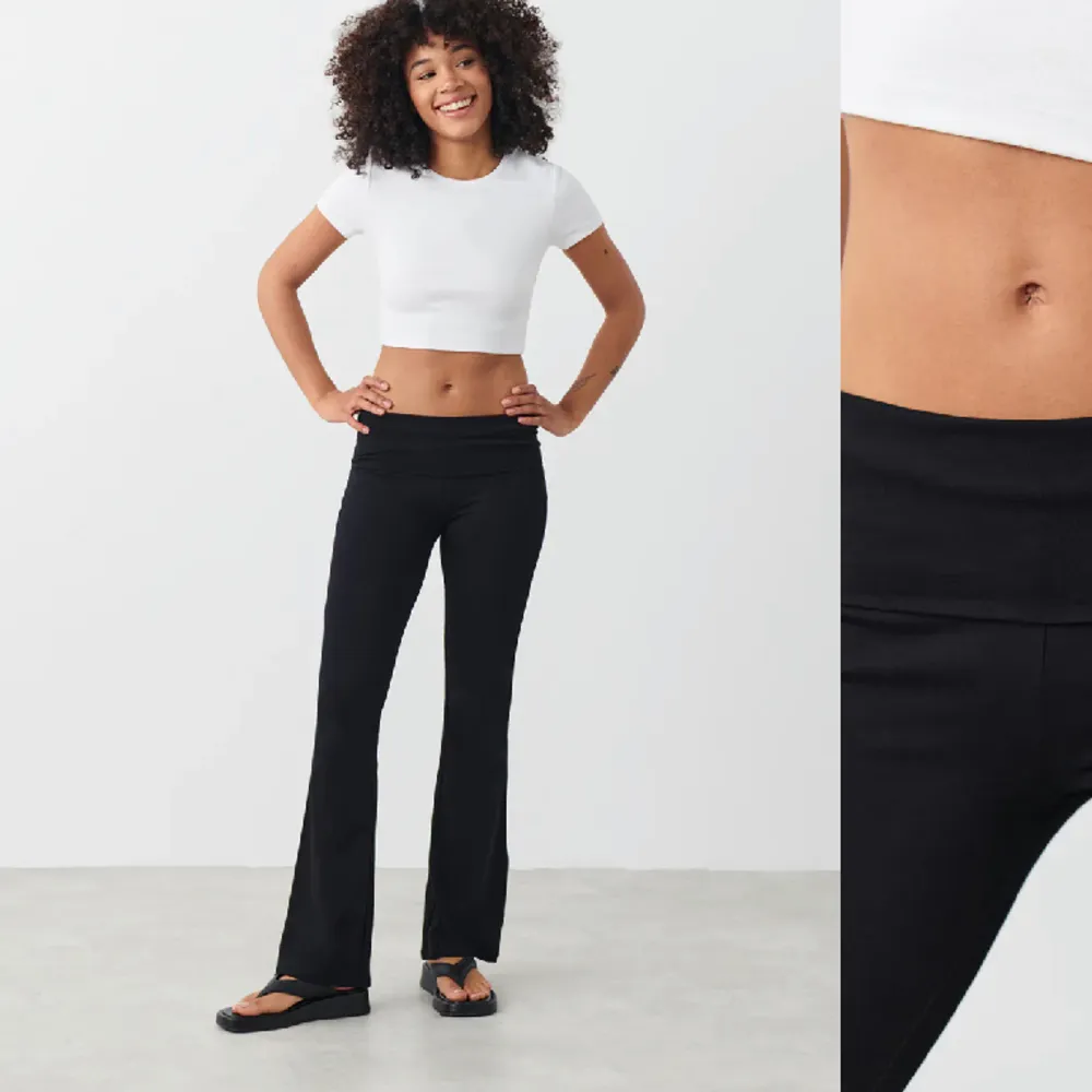 Svarta yoga pants från gina tricot, använda lite men inte så mycket! . Jeans & Byxor.