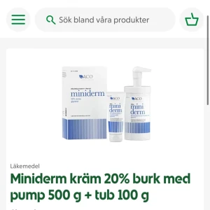 Krämer  - Helt nya  Krämer   Miniderm  3stycken 500g Canoderm  3 stycken 500g  Ny pris för 1 styck 289kr  Här får du totalt 6 stycken 500g pump kräm  