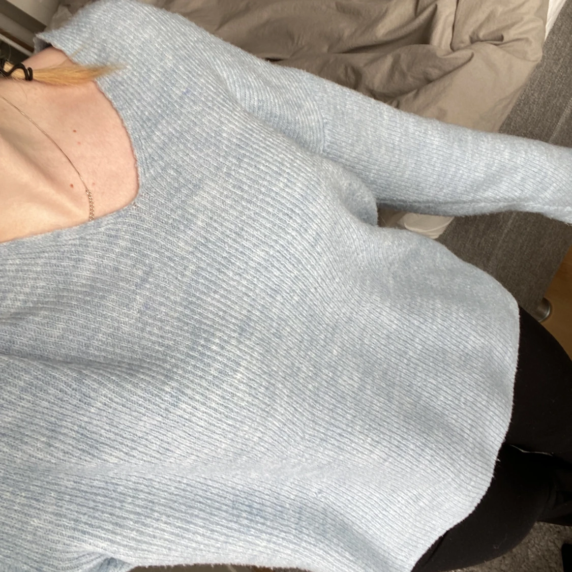 ljusblå stickad tröja - 91